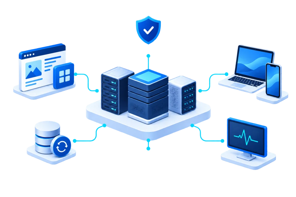 Connected hosting, protection, backup and managed operations.